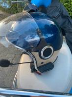 Vespa vj helm met intercom blauw/beige (MAAT M), Ophalen, Zo goed als nieuw, Medium, Vespa