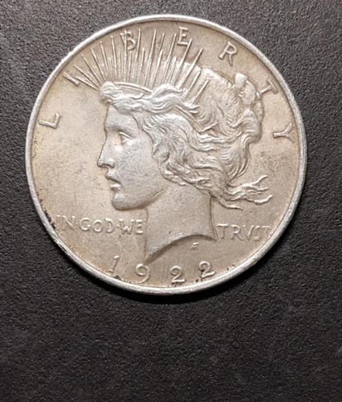 USA 1 Dollar 1922 0.900 "Peace Dollar" Zonder Muntteken, Postzegels en Munten, Munten | Amerika, Losse munt, Noord-Amerika, Zilver