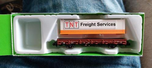 NLK 0905 ARNOLD LAGE BAKWAGEN MET CONTAINER 1/160, Hobby en Vrije tijd, Modeltreinen | N-Spoor, Zo goed als nieuw, Wagon, Gelijkstroom