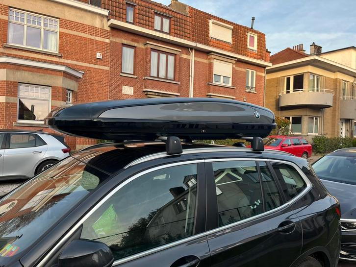 BMW X3 dakkoffer en rails , OEM 520L , aerodynamic, Auto diversen, Dakkoffers, Zo goed als nieuw, Ophalen