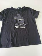 Zwart T-shirt Mickey Mouse met omkeerbare pailletten mt 134, Kinderen en Baby's, Ophalen of Verzenden, Zo goed als nieuw