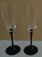 LUMINARC DOMINO BLACK 2x flûtes à champagne H22xO5cm set B, Maison & Meubles, Utilisé, Enlèvement ou Envoi, Verre