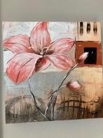 Schilderijtje op blok bloemen, Antiek en Kunst, Kunst | Schilderijen | Klassiek, Ophalen of Verzenden