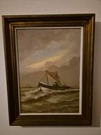 Schilderijtje vissersboot. Belgisch, Antiek en Kunst, Ophalen of Verzenden