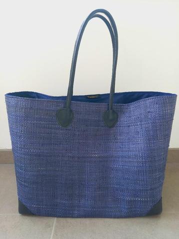 RUIME STEVIGE RIETEN WINKEL-STRANDTAS/SHOPPER DONKERBLAUW beschikbaar voor biedingen