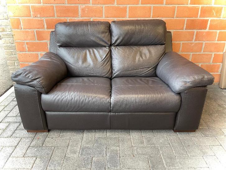 Leder 2 zit zetel / als nieuw, Huis en Inrichting, Zetels | Zetels, Zo goed als nieuw, Leer, Ophalen