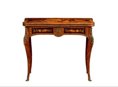 NIII palissanderhouten speeltafel met marqueterie, Antiek en Kunst, Antiek | Meubels | Tafels, Ophalen of Verzenden