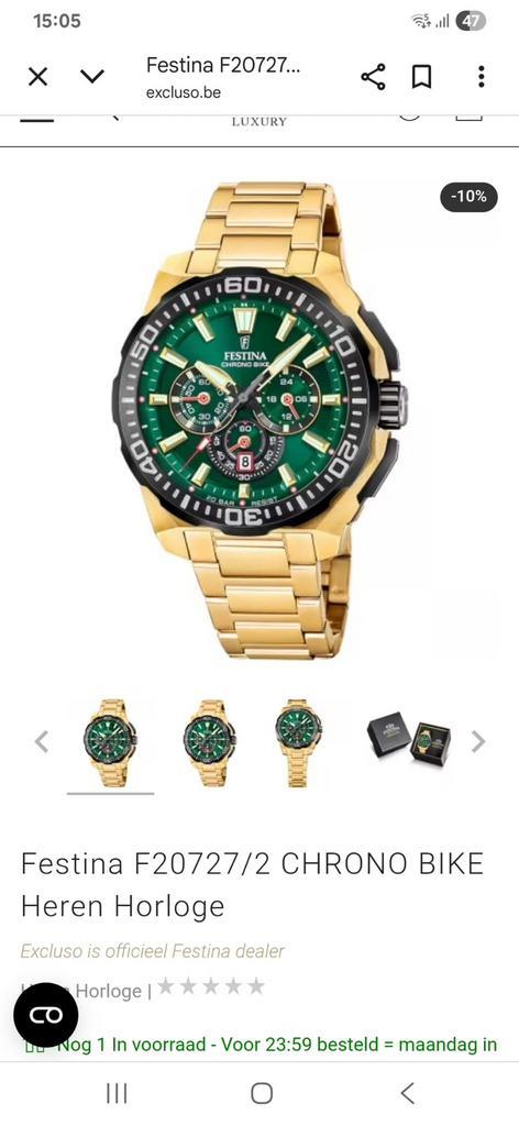 Festina heren horloge NIEUW!, Handtassen en Accessoires, Horloges | Heren, Nieuw, Zakhorloge, Overige merken, Staal, Goud, Ophalen