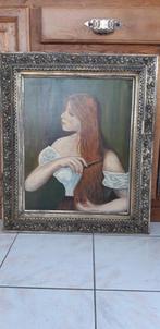 Cadre doré avec toile "Femme au peigne", Enlèvement