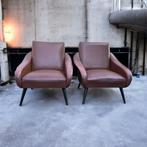 2x Vintage Lounge Fauteuils - Mid Century Modern stijl, Huis en Inrichting, Gebruikt, Vintage, 75 tot 100 cm, Ophalen of Verzenden