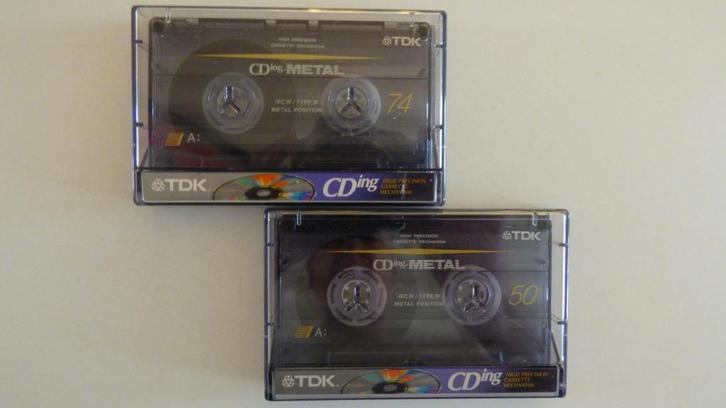 TDK CDing Metal Tape 74 (1st) en Tape 50 (1st), Cd's en Dvd's, Cassettebandjes, Gebruikt, Voorbespeeld, 2 t/m 25 bandjes, Ophalen of Verzenden