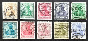 Dt.Reich: 10X div.Germania zegels 1902-1920