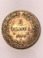 Munt zilver Frankrijk 5 FR Louis Philippe jaartal 1830 A, Enlèvement ou Envoi, Monnaie en vrac, Argent, France