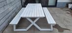 Witte pick-nick tafel, Tuin en Terras, Ophalen, Gebruikt, Aluminium