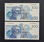 OPEENVOLGENDE NRS !!! 2 X 500 Francs  1986-1989   FDC, Postzegels en Munten, Ophalen of Verzenden, Setje