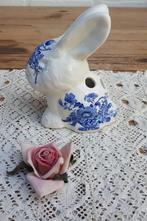 Vintage Engelse tandenborstelhouder, konijn, blauwe bloemen, Ophalen of Verzenden