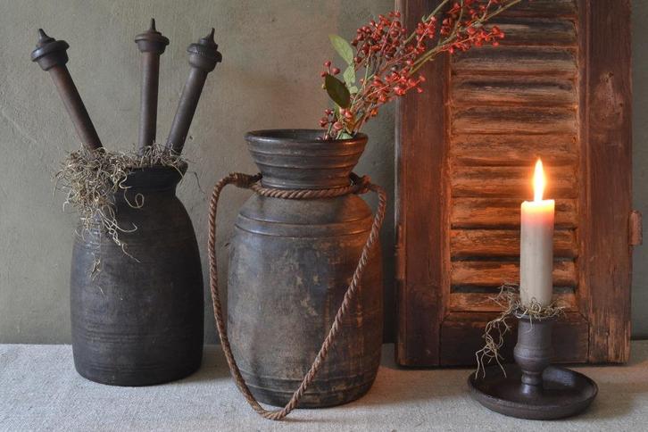 Oude Himachal pot Nepalese kruik, Huis en Inrichting, Woonaccessoires | Vazen, Gebruikt, Overige kleuren, Minder dan 50 cm, Overige materialen
