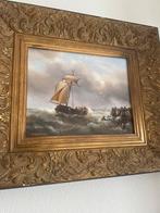 Schilderij woeste zee schip gesigneerd R.Detrixhe, Ophalen