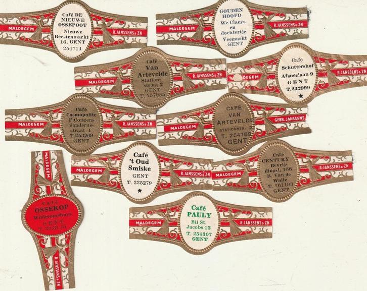 lot van 10 sigarenbandje van Cafe"s van de jaren 1960 ,, van, Verzamelen, Rookartikelen, Aanstekers en Luciferdoosjes, Gebruikt