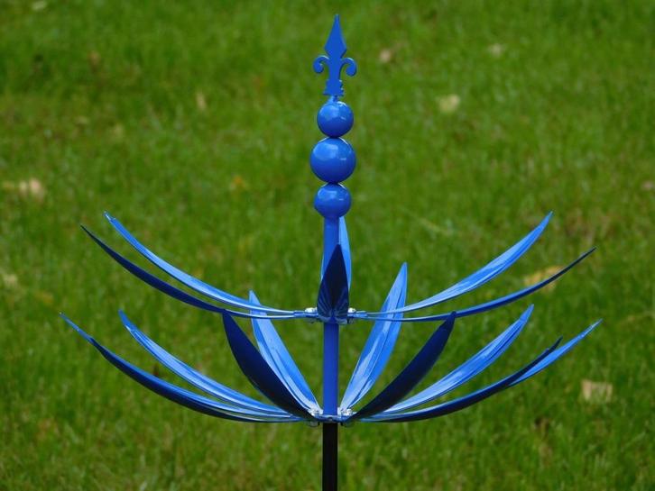 Tuinsteker Windspinner - Blauw - Metaal, Antiek en Kunst, Curiosa en Brocante, Ophalen of Verzenden