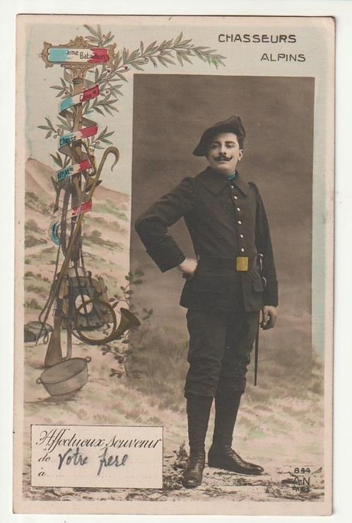Frankrijk Chasseurs Alpins uniform militaria Alpenjager, Verzamelen, Postkaarten | Buitenland, Gelopen, Frankrijk, Verzenden