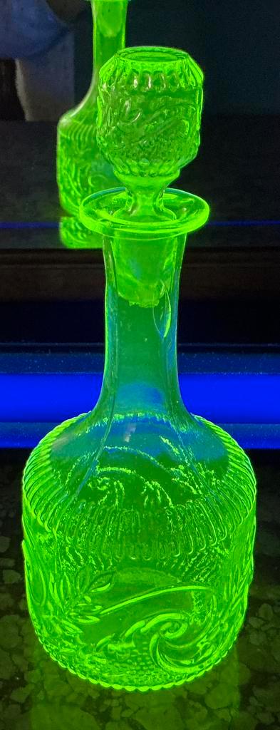 ‘Antieke Uraniumglas Karaf met Stop Annagroen), Antiquités & Art, Antiquités | Verre & Cristal, Enlèvement ou Envoi