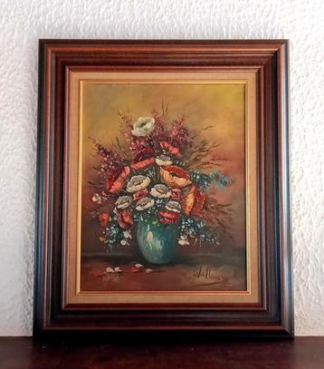 Schilderij Bloemen in Vaas, gesigneerd beschikbaar voor biedingen