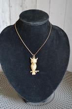Ketting smalle uil op stok goudkleurig, Overige materialen, Gebruikt, Ophalen of Verzenden, Goud