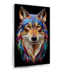 Mystical Wolf in Stained Glass Artistry canvas 60x90cm - 18m, Nieuw, 75 tot 100 cm, Print, Oorspronkelijke maker