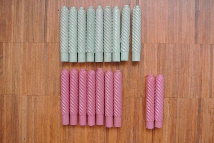 Set antieke Franse opaline 'faux' - 'valse' kaarsen, Antiek en Kunst, Antiek | Verlichting, Ophalen of Verzenden