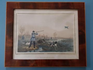 Lithographie de F. Grenier  La chasse au marais