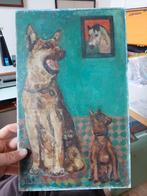 Naief kunstwerk met honden, Ophalen of Verzenden