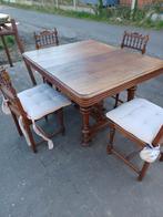 Antieke vierkante tafel met 4 stoelen, Huis en Inrichting, Ophalen