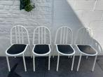 4 chaises design vintage modèle « Mallet-Stevens » 1975/1980, Comme neuf, Cuir, Blanc