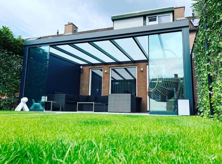 Carport Terrasoverkappingen en glazen schuifwanden veranda, Tuin en Terras, Tuinwanddecoratie, Nieuw, Ophalen