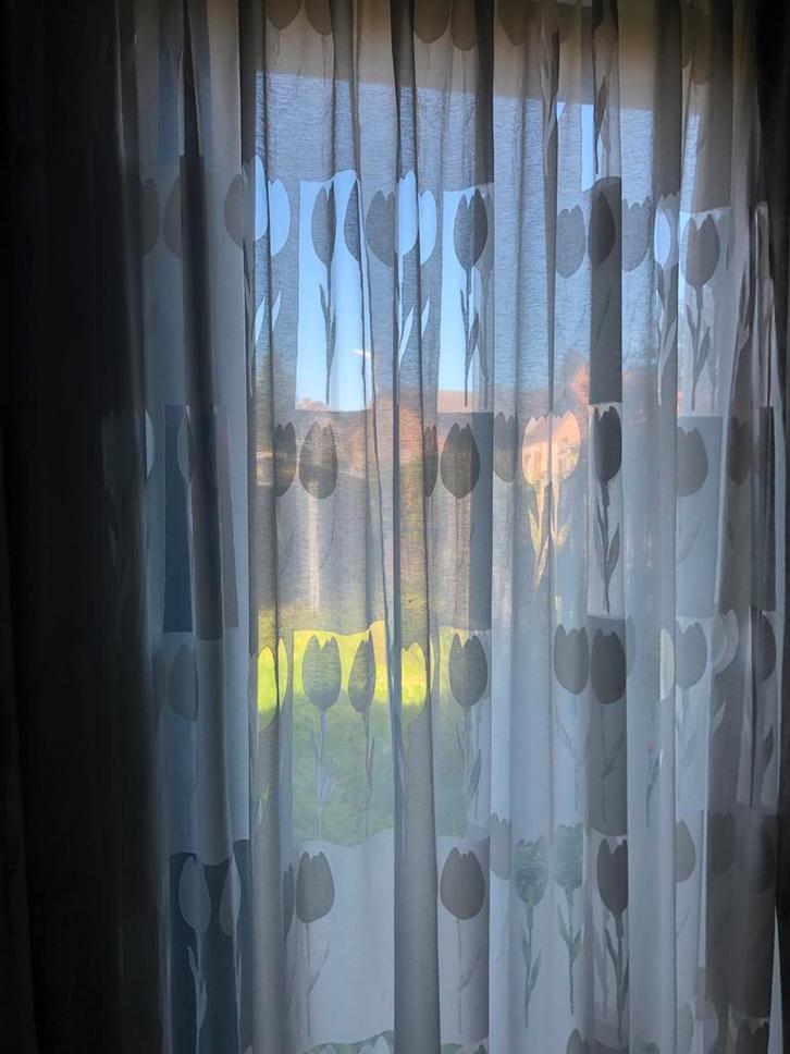 Te koop een mooie tulppen vitrage ., Huis en Inrichting, Stoffering | Gordijnen en Lamellen, Zo goed als nieuw, Ophalen