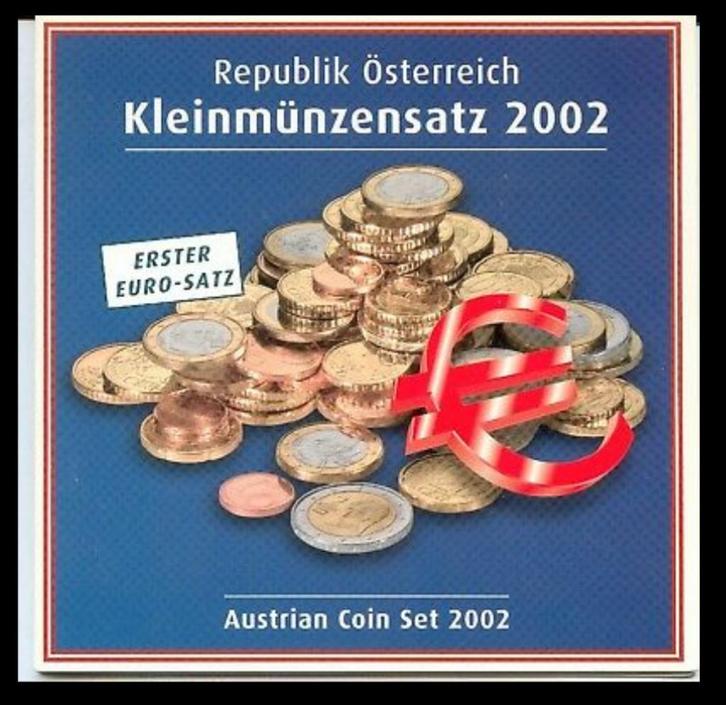 Complete 8-delige jaarset Euromunten Oostenrijk 2002 BU FDC, Postzegels en Munten, Munten | Europa | Euromunten, Setje, Overige waardes