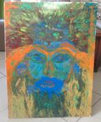 Mooi Abstract Geschilderd Werk 'Gezicht in Oerwoud' - gesign, Antiek en Kunst, Ophalen of Verzenden