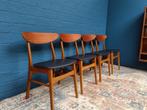 4x Vintage Deens Design Stoelen, Enlèvement, Cuir, Quatre