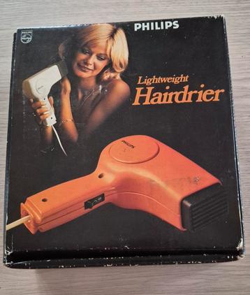 Retro oranje haardroger Philips met doos, Enlèvement ou Envoi