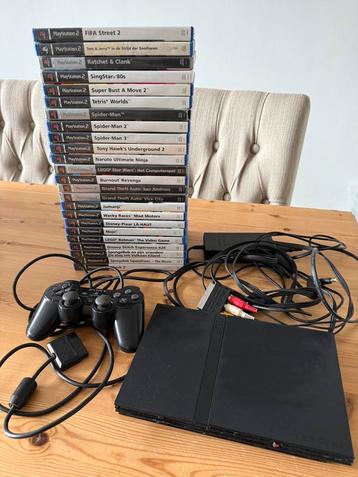 PlayStation 2 Slim + 24 games en 1 originele controller beschikbaar voor biedingen