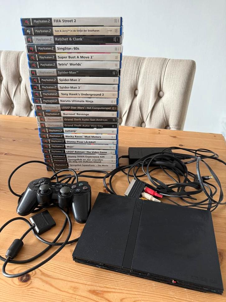 PlayStation 2 Slim + 24 games en 1 originele controller, Games en Spelcomputers, Spelcomputers | Sony PlayStation 2, Gebruikt