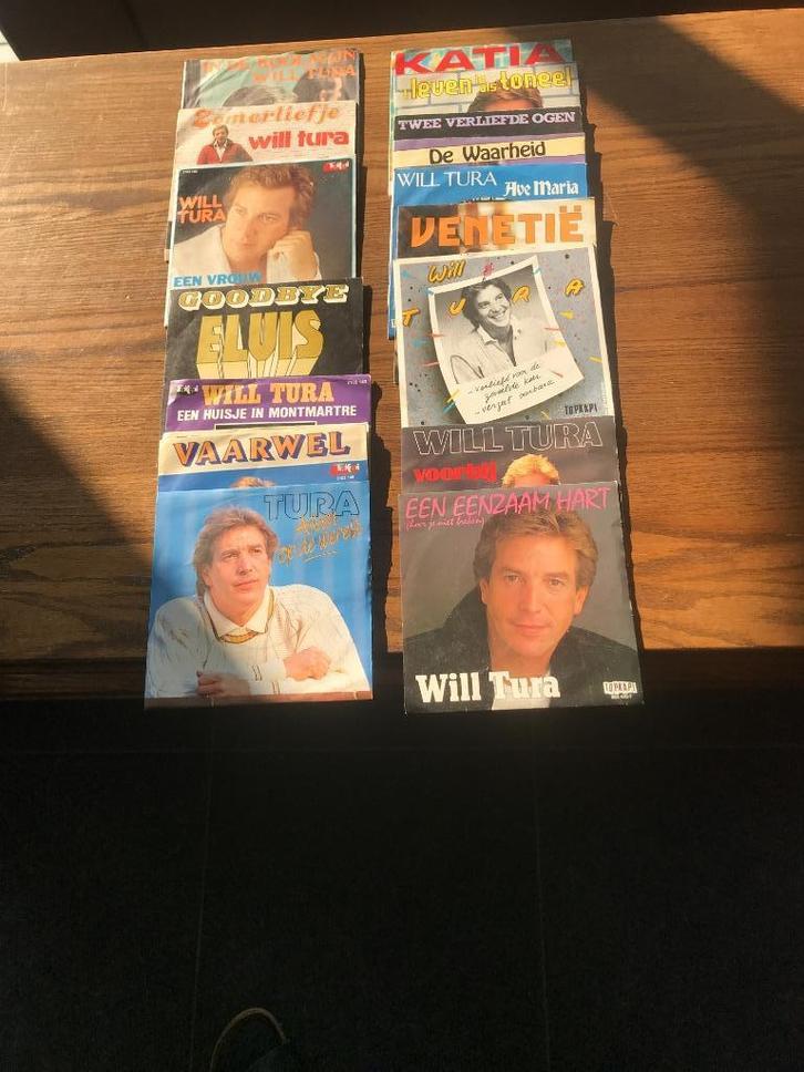 Lot van 18 vinyl 45T singles van Will Tura. Meeste nog MINT, Cd's en Dvd's, Vinyl | Nederlandstalig, Zo goed als nieuw, Levenslied of Smartlap