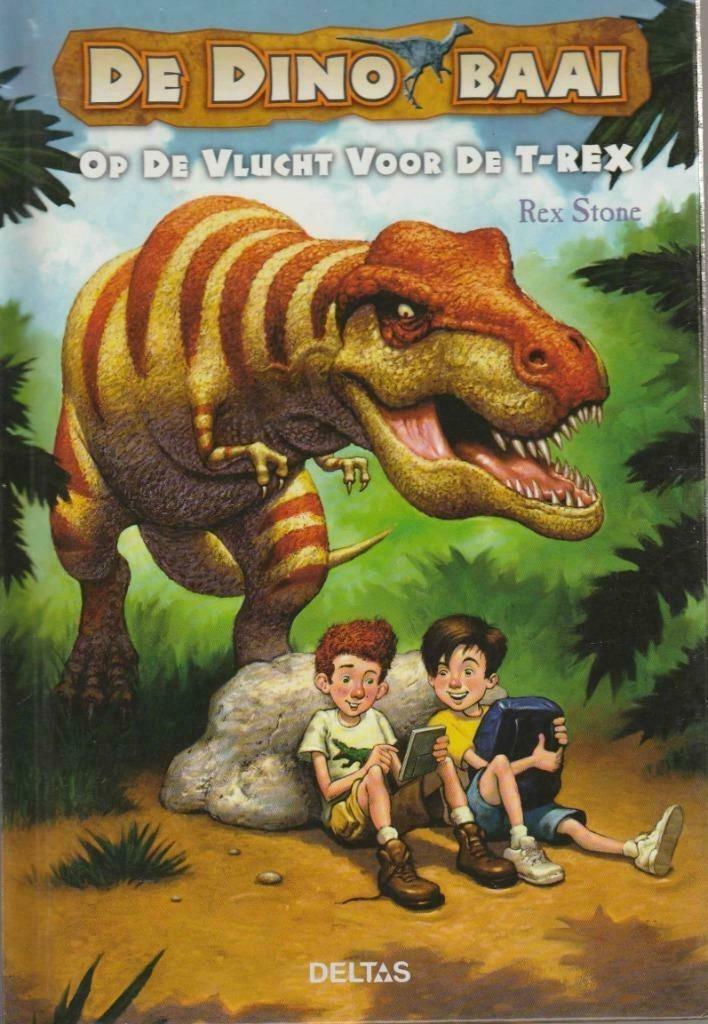 DE DINO BAAI - op de vlucht voor de t-rex - Rex stone, Boeken, Kinderboeken | Jeugd | onder 10 jaar, Zo goed als nieuw, Ophalen of Verzenden