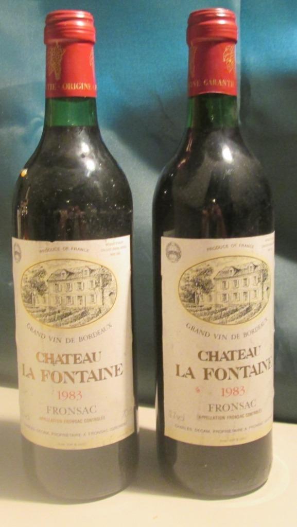 2 fois Château la Fontaine - 1983 - Fronsac, Collections, Vins, Comme neuf, Vin rouge, France, Pleine, Enlèvement ou Envoi