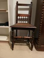 Antieke Eikenhouten Stoel met stoffe Zitting, Ophalen