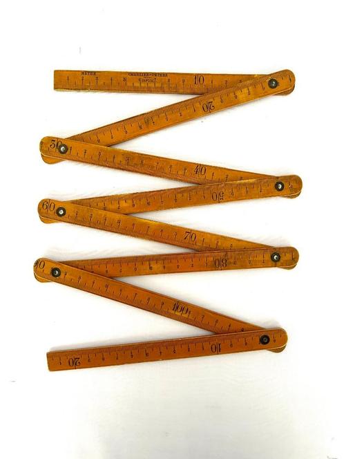 oude antieke buxus houten plooimeter in cm en inch, Antiek en Kunst, Antiek | Gereedschap en Instrumenten, Ophalen of Verzenden