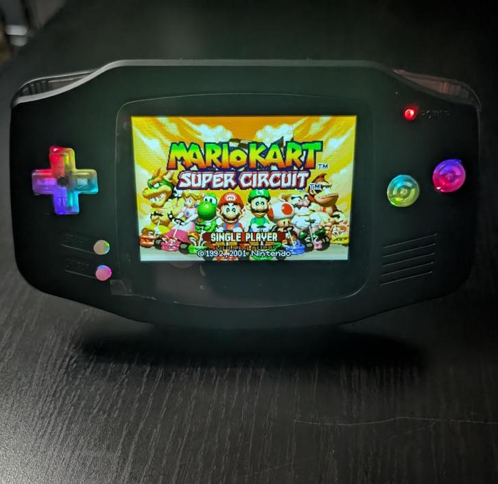 GBA Game Boy Advance (GBA) IPS "RGB" noire/black, Games en Spelcomputers, Spelcomputers | Nintendo Game Boy, Zo goed als nieuw