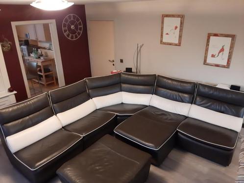 salon en cuir gris - blanc composé de 6 parties séparées, Maison & Meubles, Canapés | Sofas & Chaises Longues, Utilisé, Autres dimensions