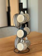 Koffiesetje met rek Maisons du monde 6pax blauw-beige, Overige materialen, Nieuw, Ophalen of Verzenden, Overige stijlen